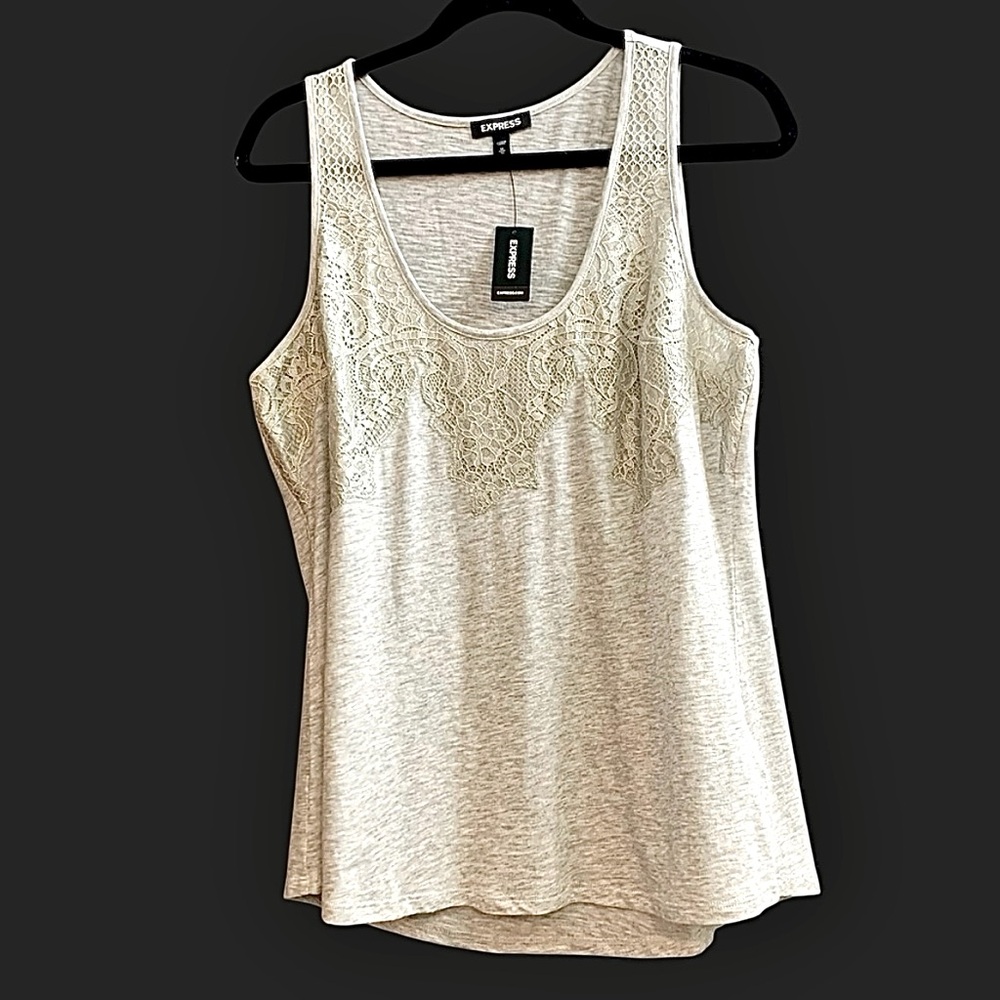Express grey lace detailed tank top Size M